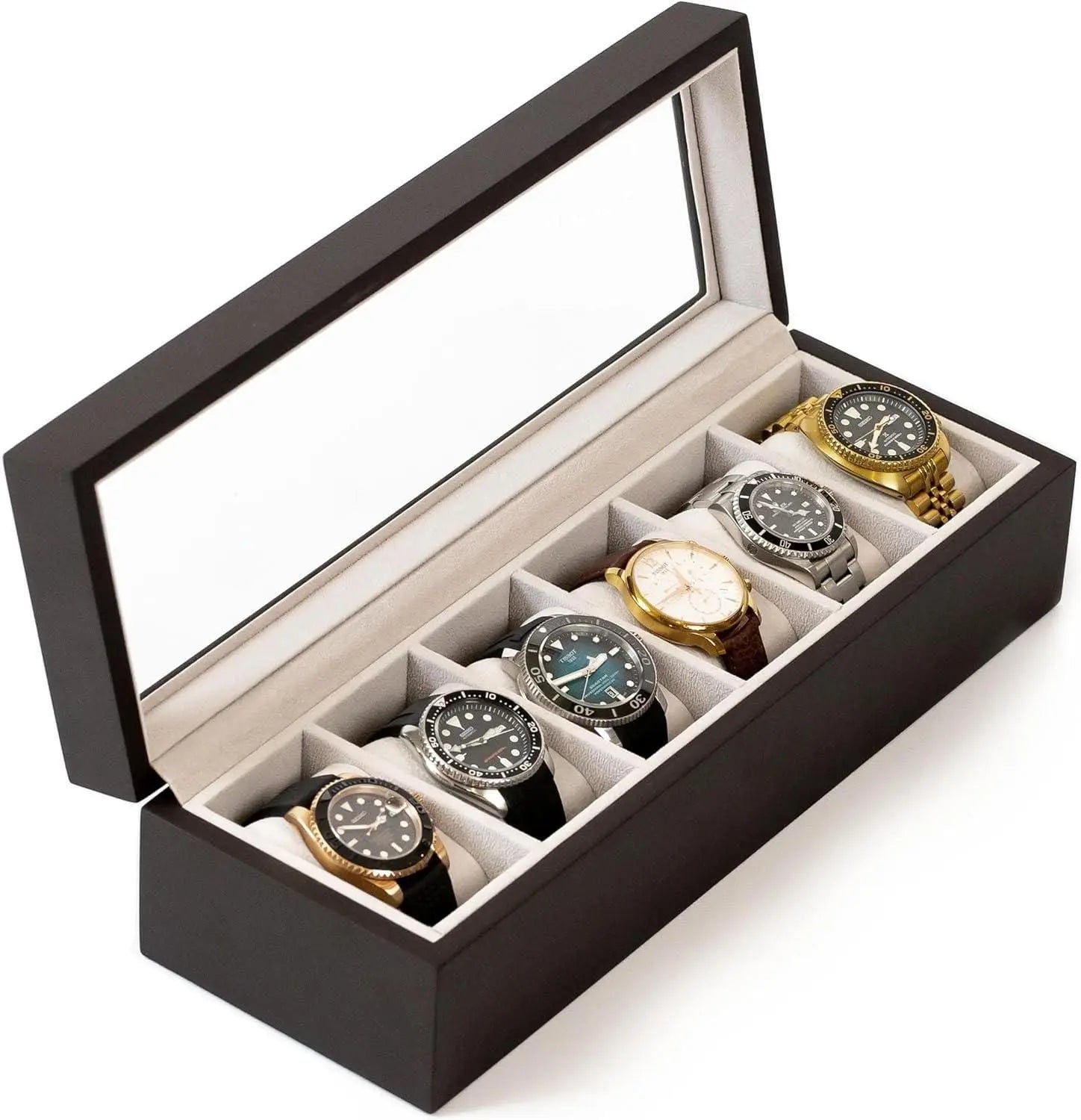 Wood Watch Box Organizer with Glass Display ipufbt-9j